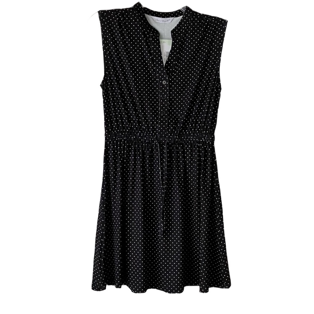 NWT Keren Hart Sleeveless Mini Dress, Sz. S, Black w/ White Polka Dots, Cute!
